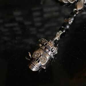 S1ck Jewelery cross and king skull necklace
